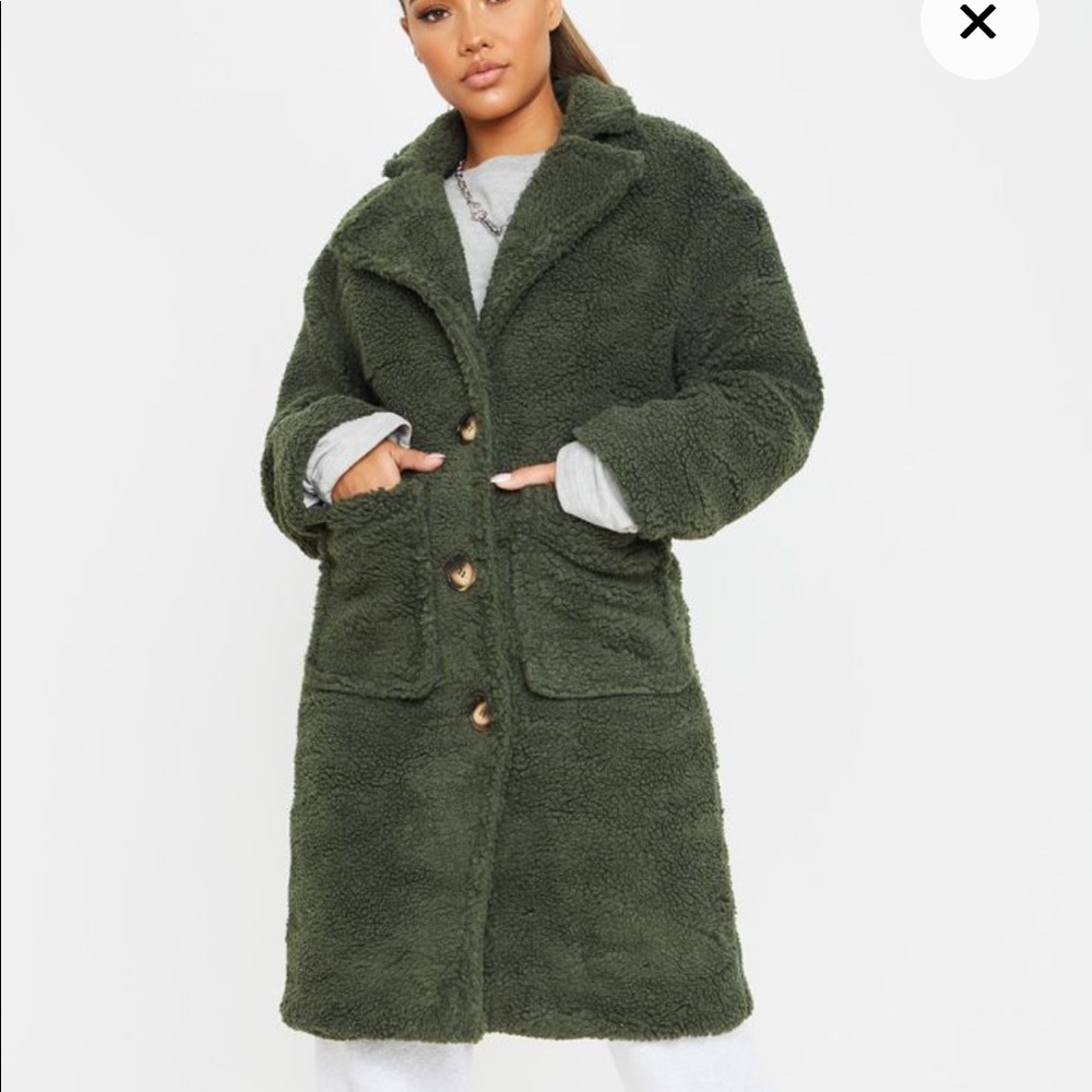 Green Borg Longline Coat from Prettylittlething